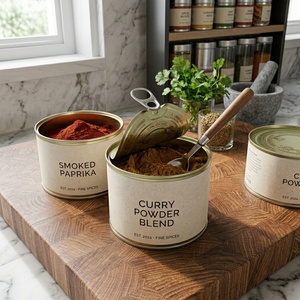 Boîte à épices en métal étanche à l'air, personnalisée, en fer blanc, de qualité alimentaire, avec bouchon en liège, pour poudre, finition thermolaquée - Product Image 3