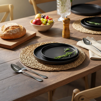 Assiettes de service à fruits en mélamine, design moderne, finition mate noire, logo personnalisé