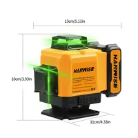 Niveau laser vert 4D 16 lignes 360 ° à nivellement automatique et rotatif Mesure du réticule Équipé de 2 batteries de grande capacité