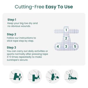 Pre-Cut Bunion Kinesiology Tape, Latex-Free Breathable Elastic Tape for Hallux Valgus Pain Relief &amp; <strong>Toe</strong> <strong>Support</strong> - Product Image 4