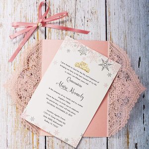 도매 레이저 컷 종이 초대장 de mariage de lux 게이트 폴드 하드 커버 웨딩 카드 초대장 봉투 첫 친교 - Product Image 5