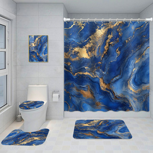 Juego de Cortinas de Ducha de Poliéster con Diseño de Mármol Blanco y Negro, Cortina de Baño Impermeable, Resistente al Moho, de Secado Rápido, Moderna, al por Mayor - Product Image 6