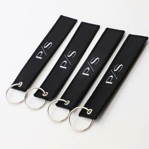 Wholesale Personalized Minimalist Monogram Woven Fabric Jet Tag Keychain <b>for</b> Corporate Apparel Brand Merchandise - Product Image 4