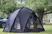 Tente de camping autoportante en tissu T/C 210GSM, personnalisée OEM, pour 4 à 6 personnes, 4 saisons, imperméable, coupe-vent, entièrement noire