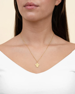Collar con Colgante <span class=keywords><strong>de</strong></span> Ángel Personalizado en Acero Inoxidable Chapado en Oro <span class=keywords><strong>de</strong></span> 18K, Cadena Satellite Resistente al Deslustre, Grabable, Regalo <span class=keywords><strong>para</strong></span> <span class=keywords><strong>Mujer</strong></span> - Product Image 2