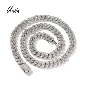 Cadena de eslabones cubanos de 8mm para mujer y hombre, collar de diamantes engastados, pulsera de Hip Hop, joyería de rapero