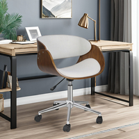 Chaise de bureau pivotante en bois courbé, chaise de bureau moderne en bois courbé avec revêtement en tissu, hauteur réglable, chaise de bureau à domicile, chaise d'ordinateur