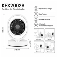 Ventilateur de table oscillant intelligent en PP avec minuterie tactile unique, mode veille et protection anti-renversement – Idéal pour le bureau et le salon