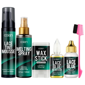 Super forte impostazione impermeabile <span class=keywords><strong>tinta</strong></span> di pizzo Mousse Melting Stick cera Spray rimozione colla di pizzo Kit di installazione di colla di pizzo - Product Image 1