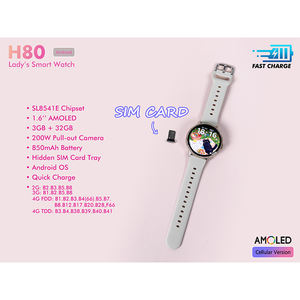 Montre connectée EDS H80 avec lunette entièrement sertie de diamants, carte SIM, écran AMOLED 1,6 pouces, mémoire 3 Go + 32 Go, appareil photo, batterie 850 mAh, système d'exploitation Android - Product Image 2