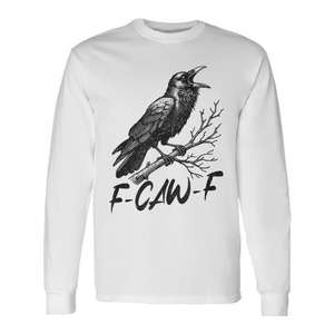 Camiseta de manga larga F-Caw-F con gráfico de cuervo negro, unisex, talla para adultos - Product Image 1