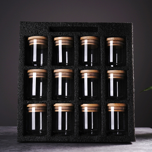 Hot Sale Minimalist Household Kitchen Refrigerator Storage Containers Glass Spice Storage Jars Set with Bamboo Lid
