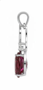 Pendentif en argent 925 avec moissanite et grenat, serti griffe, tendance, bijoux pour femme au quotidien - Product Image 4