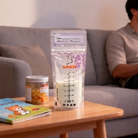 Pochette stérile anti-fuite pour la collecte du lait maternel, sans BPA, avec zone de date et panneau d'écriture givré, qualité alimentaire, résistante aux températures.