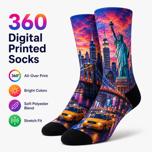 <span class=keywords><strong>Calcetines</strong></span> Personalizados con Impresión Digital 360°, Diseño del Canal de Venecia, Sublimación Completa, <span class=keywords><strong>Calcetines</strong></span> de Poliéster OEM, Recuerdo de Viaje, Venta al Por Mayor - Product Image 2