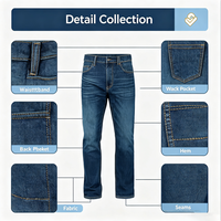Jean pour homme 5 poches coupe droite en denim décontracté ample pour usage quotidien avec taille confortable