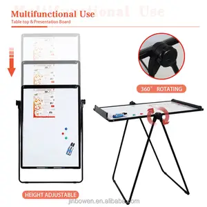 KBW Papan Tulis Lipat Magnetik 36X24, Papan Hapus Kering Dua Sisi Dapat Disesuaikan Flipchart Papan Tulis Portabel Flipchart untuk Kantor Sekolah Rumah