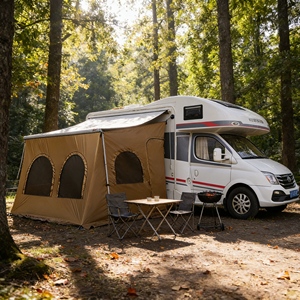 Auvent latéral escamotable pour <span class=keywords><strong>camping</strong></span>-<span class=keywords><strong>car</strong></span> avec poteaux de support intégrés pour une installation rapide et autonome - Product Image 2