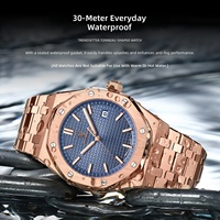 Montre à quartz pour homme POEDAGAR 924 en or rose, acier inoxydable, cadran bleu, étanche, lumineuse, date, montre de luxe pour affaires