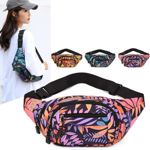 Sacs <span class=keywords><strong>banane</strong></span> imprimés feuilles grande capacité pour femme, sacs de ceinture décontractés en toile pour <span class=keywords><strong>homme</strong></span> et femme, sacs de voyage tendance - Product Image 2
