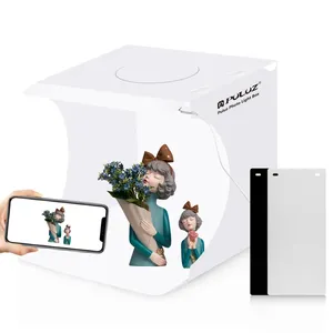 Pulsuz mini boite de fotos dobrável portátil, kit de caixa com 2 cenários e 3 iluminação para estúdio, caixa de 20 cm e luz 550LM