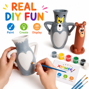 ชุดเซรามิก DIY สำหรับทำแจกันลายการ์ตูน ชุดระบายสีกระถางดอกไม้ งานศิลปะและงานฝีมือสำหรับเด็ก พร้อมสี <span class=keywords><strong>8</strong></span> สี และพู่กัน 2 อัน - Product Image 4