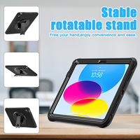 Pour iPad 10ème génération 10.9 pouces 2022 étui pour tablette robuste anti-chute en silicone intégré béquille rotative en direct et ceinture d'épaule