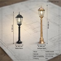 Lampe de jardin LED vintage européenne en aluminium moulé sur mesure, IP65, étanche, à montage au sol
