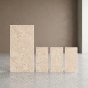 Azulejos de Porcelana Esmaltada Digitalmente, 800x1600mm, 9mm, Beige Alabastro, Blanco Marfil, Acabado Brillante, Aspecto Mármol - Product Image 1