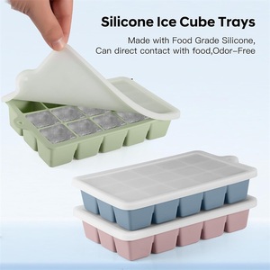 Plateau à glaçons en <span class=keywords><strong>silicone</strong></span> sans BPA Moules à glaçons en <span class=keywords><strong>silicone</strong></span> faciles à libérer Machine à glaçons flexible avec <span class=keywords><strong>couvercle</strong></span> - Product Image 2