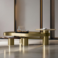 Ensemble de tables basses en acier doré de luxe, design moderne, personnalisable, table centrale pour salon, décoration de la maison, meubles