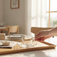 Lot de tasses à thé turques authentiques de qualité supérieure – Gobelet moderne et épuré avec poignée pour thé et café, marque Yesink, idéal pour les mariages