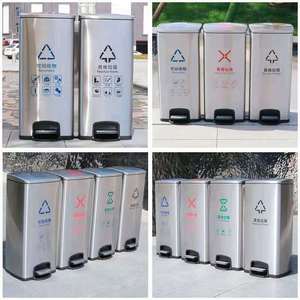 Cubo de Basura de Acero Inoxidable con Pedal, Rectangular, para Reciclaje en Interiores, 30 Litros, Diseño Minimalista - Product Image 4