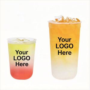 Vasos de Plástico PP en Forma de U de 90 mm con Tapas, 9-24 oz, Desechables y Reciclables para Té de Burbujas, Boba, Café Helado, Uso Industrial, Venta al Por Mayor - Product Image 1