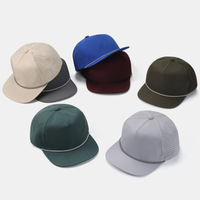 Gorra de Béisbol de Cinco Paneles Personalizada, de Secado Rápido, Impermeable, con Ventilación Perforada con Láser, Protección Solar, Visera Plana y Cordón Ajustable