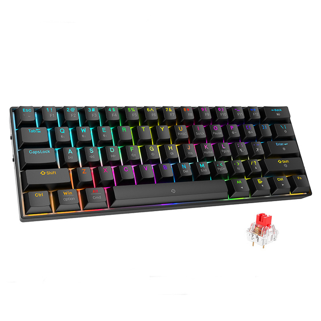 Gaming Mechanical Keyboard RED Switch Wired RGB 61-Key Portable Desktop PS/2 Customizable Mixed Light Factory Stock