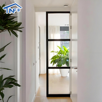 Porte coulissante en aluminium à cadre fin moderne NFRC, résistante aux ouragans, double vitrage, verre trempé, insonorisation thermique, intérieur chambre