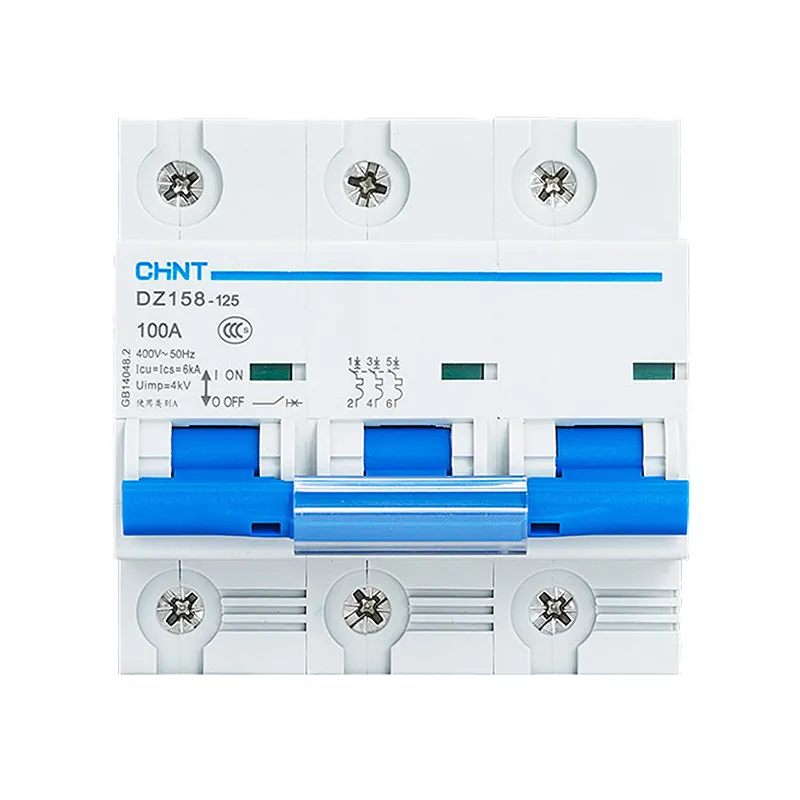 CHINT DZ158-125 63 amp 80A מיניאטורי במעגל למכירה 3 שלב מפסק mcb סוגים disyuntor עמיד למים