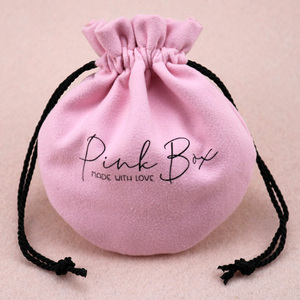 Bolsa de Embalaje de Joyería de Gamuza con Cordón Personalizada, Bolsa de Regalo de Terciopelo Rosa Bebé Pequeña con Logotipo, Bolsa de Joyería - Product Image 1