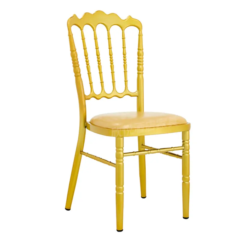 Toptan düğün altın paslanmaz çelik istiflenebilir sandalye ziyafet alüminyum altın ziyafet sandalyeler satılık otel