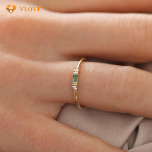Anillo de Esmeralda para Mujer, Oro Blanco Sólido de 14k, Montura para Esmeralda, Anillo de Boda de Esmeralda para Él y Ella, Juego de Anillos para Parejas - Product Image 4