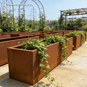 Bac à plantes surélevé étroit en acier Corten 2000x300mm, effet patiné, pour clôture de jardin, OEM - Product Image 5