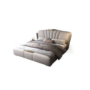 Juego de Cama King Moderno Baoto, Estructura de Madera de Pino Sólido, Tapicería de Cuero, Cabecera Alta, Otomana Giratoria con Elevación, Muebles Duraderos para Dormitorio - Product Image 2