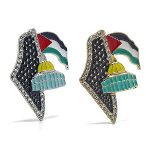2025新卸売金属パレスチナお土産ギフトパレスチナスカーフブローチカケード旗ラペルピンエナメルパレスチナ地図バッジピン - Product Image 5
