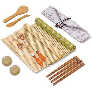 Bambus الأسود السوشي العفن صنع 10 قطعة ملاعق خشبية للمطبخ صنع السوشي العفن عدة مع المكونات