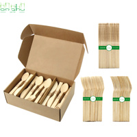 Lot de 300 couverts jetables en bambou naturel, biodégradables et écologiques, pour les fêtes et événements en plein air