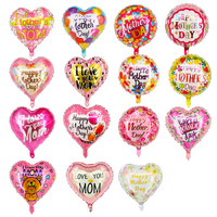 Ballon en aluminium promotionnel pas cher Happy Mother's Day 18 pouces en forme de coeur Love Mom Decoration Aluminum Film Ballon