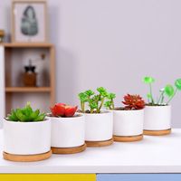 Pot sukulen keramik Modern porselen putih, Pot bunga berkebun Rumah, Pot Logo meja cetak grosir