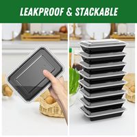 Conteneurs alimentaires en plastique en gros avec couvercles, contenants pour la préparation des repas, utilisables au micro-ondes, au congélateur et au lave-vaisselle
