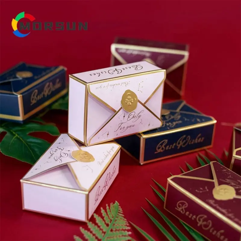 Caixa de doces em forma de envelope Morsun, caixa de presente de chocolate, embalagem para lembrancinhas de casamento, decoração de festas para convidados, chá de bebê